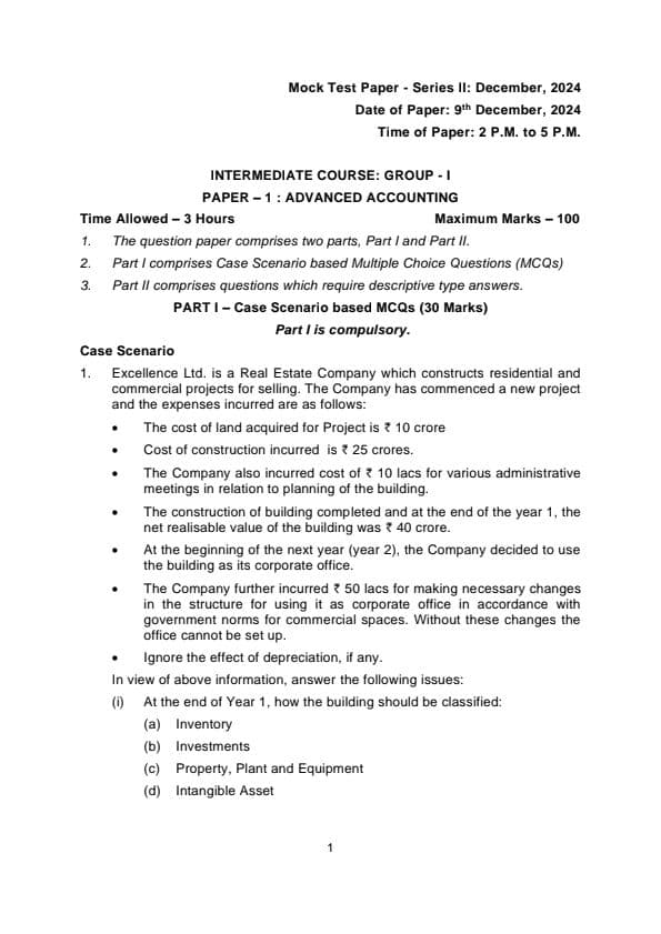 First page of Advanced accounting MTP series 2 january 2025