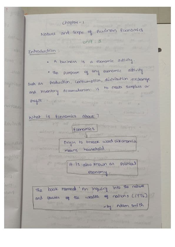 First page of CA foundation Chapter -1 Business economics