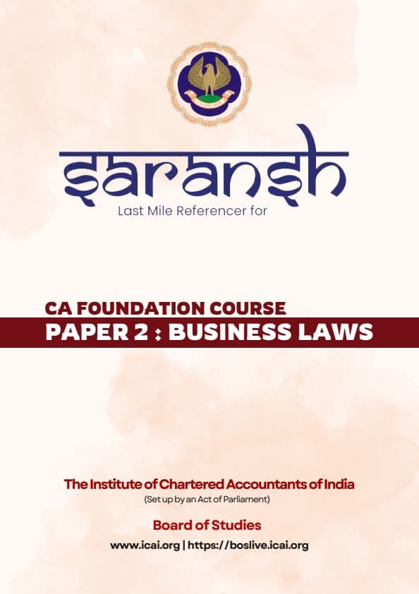 First page of Provided Notes & Question by ICAI Business Laws by ICAI Don't leave this