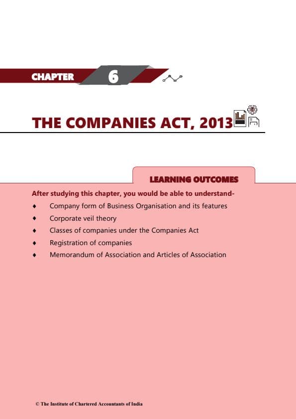 First page of Business law . The company act,2013 . Ca foundation 2025