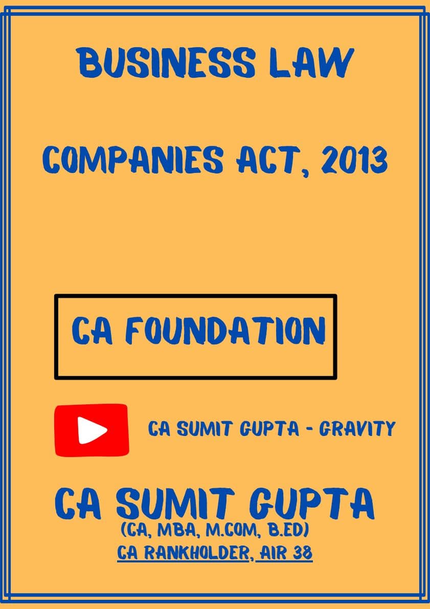 First page of Best Notes for Companies Act 2013 CA FOUNDATION