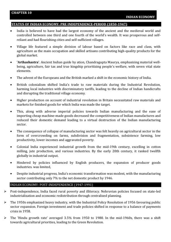 First page of Ch 10 indian economy notes by VISHWAS CA