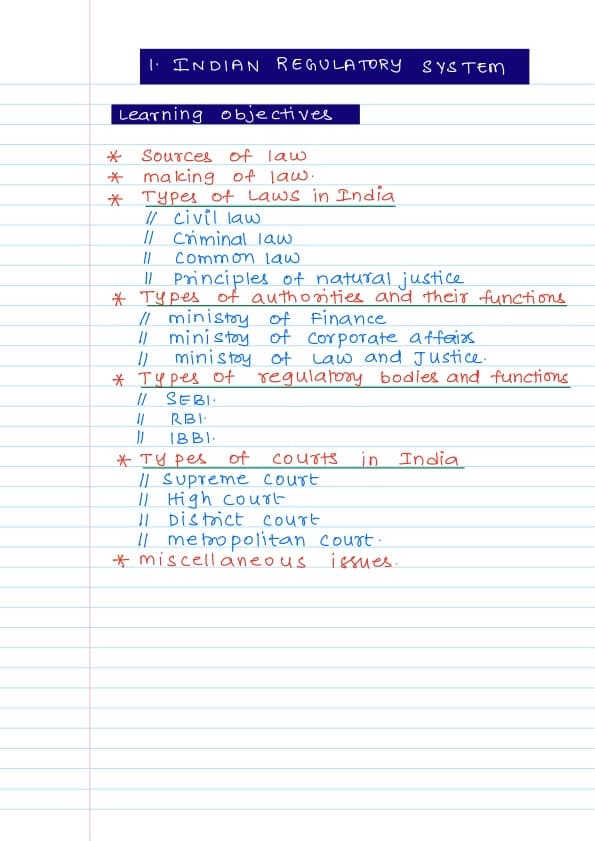 First page of Quick revision notes