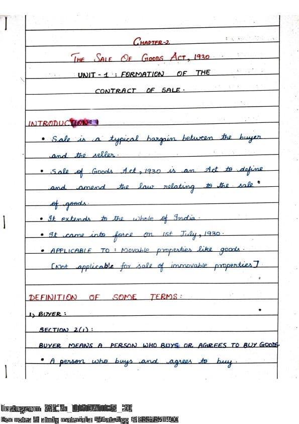 First page of LAW = THE SALE OF GOODS ACT, 1930