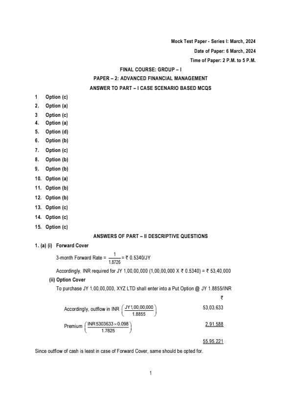 First page of MTP 1 Answers For May 24