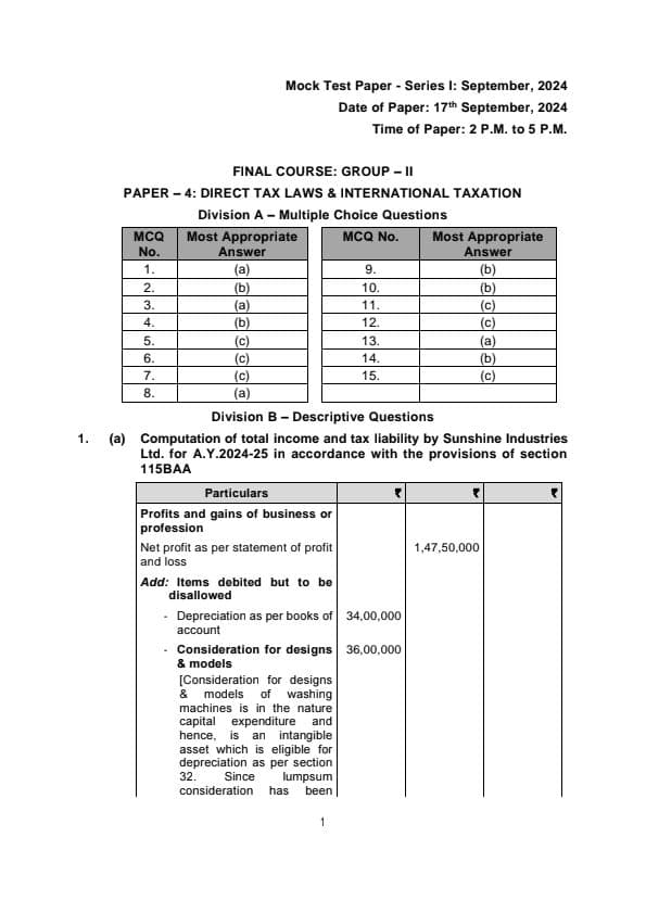First page of MTP 1 Answers For Nov 24