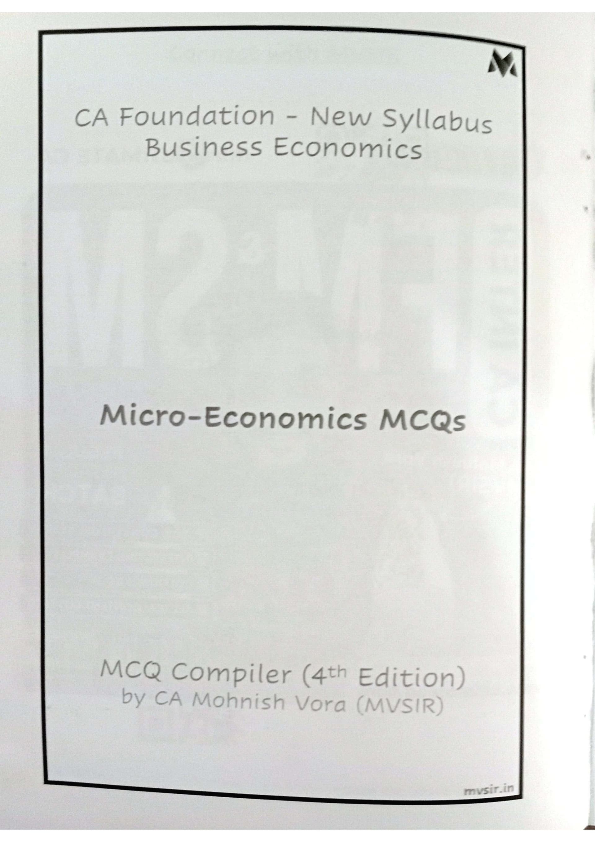 First page of MCQ business economics
