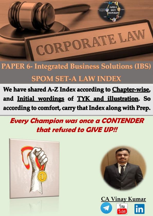 First page of Law ICAI Test Your Knowledge and Illustration Chapter-Initial Wording(A-Z) Index For IBS