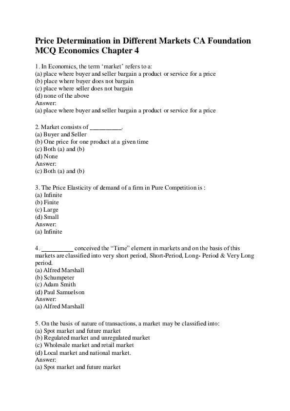 First page of paper 4 CH-4 MCQ PRACTICE