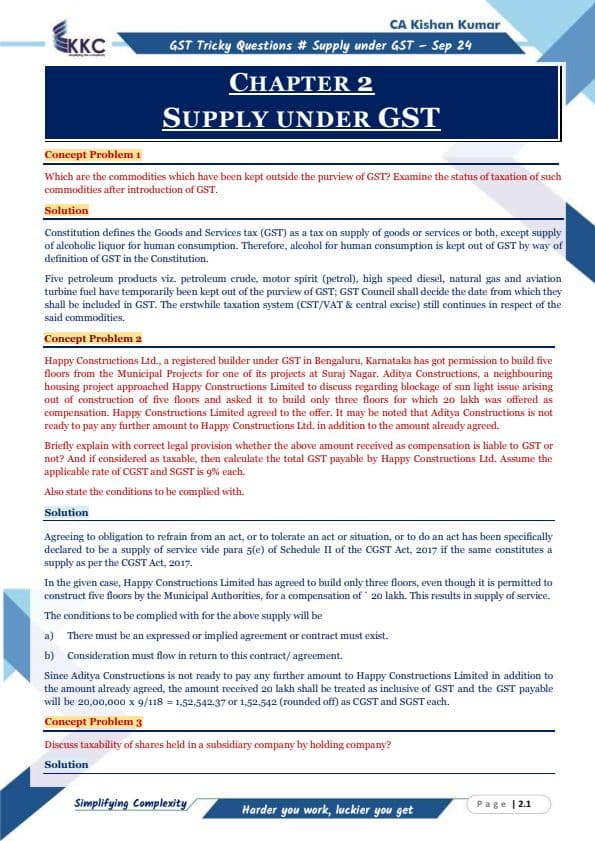 First page of Gst important questions