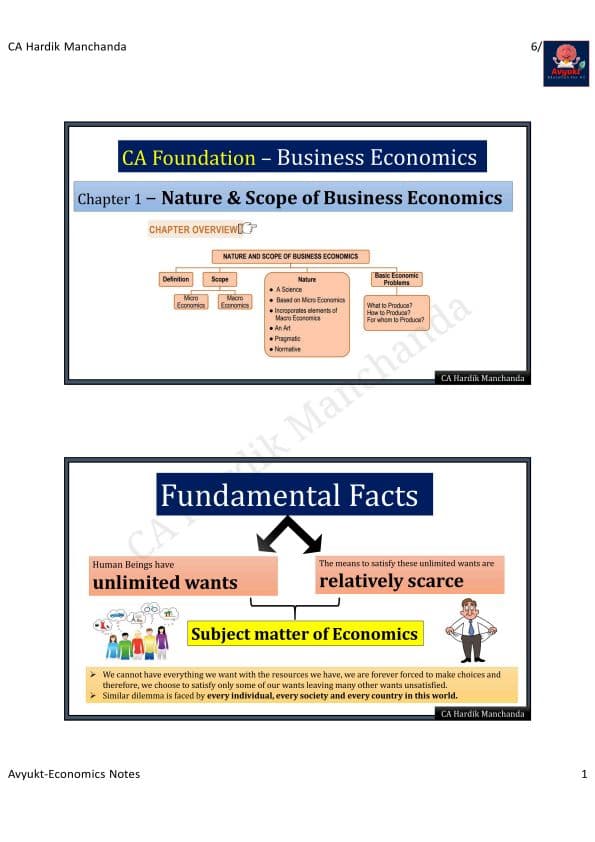 First page of Full economics notes by hardik manchanda notes