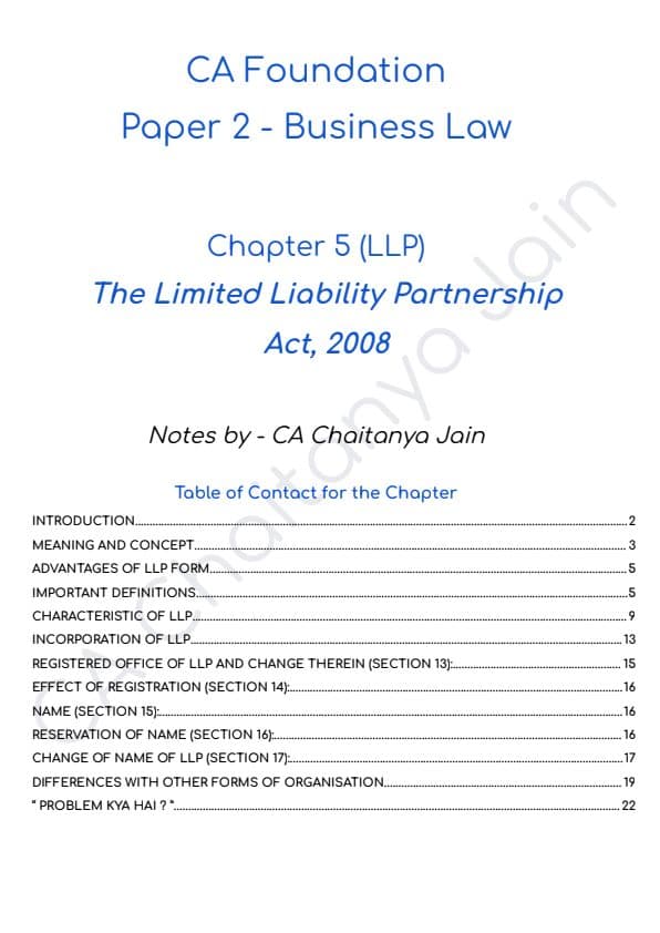 First page of Cj sir notes llP act,2008