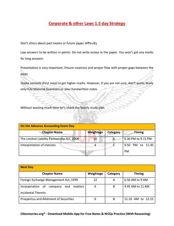 First page of Law 1.5 day strategy