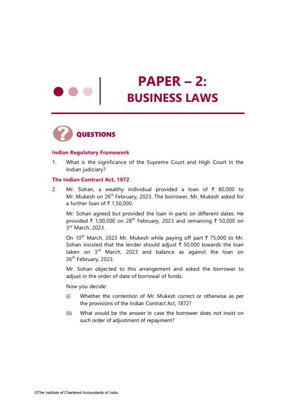 First page of Business law RTPs 2nd paper
