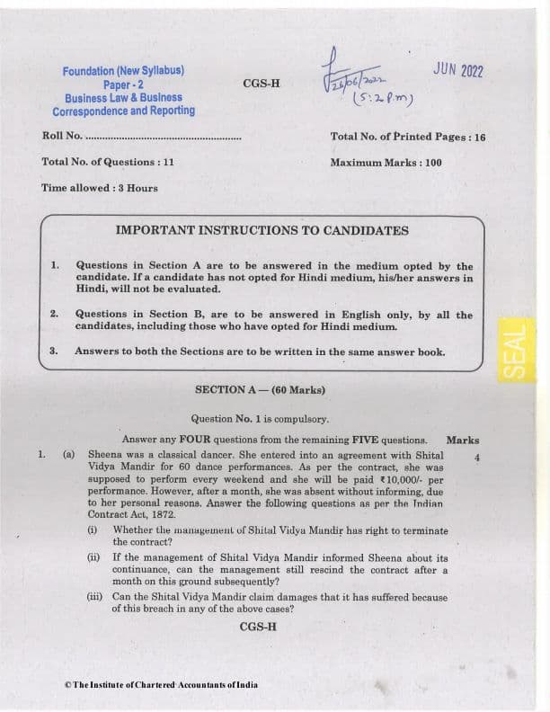 First page of BUSINESS LAW