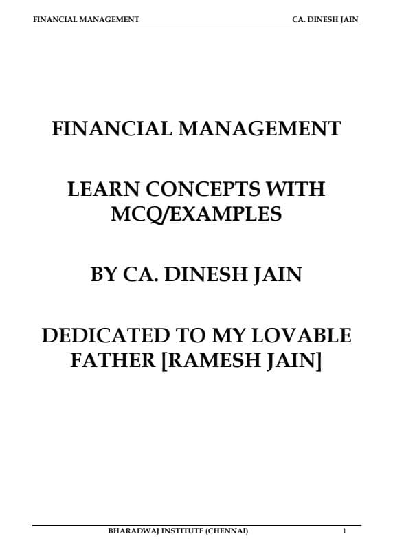 First page of FM concepts notes by CA. Dinesh Jain