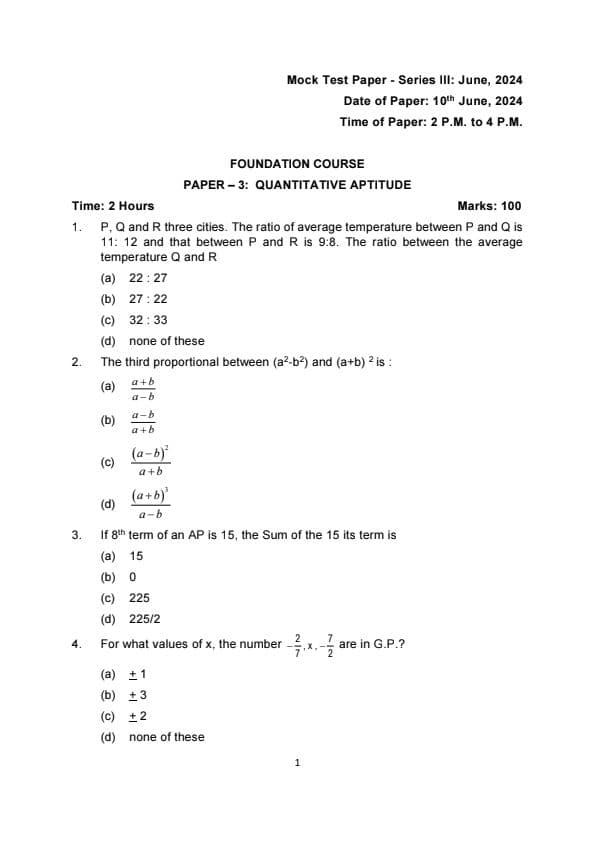 First page of June mtp 3 maths