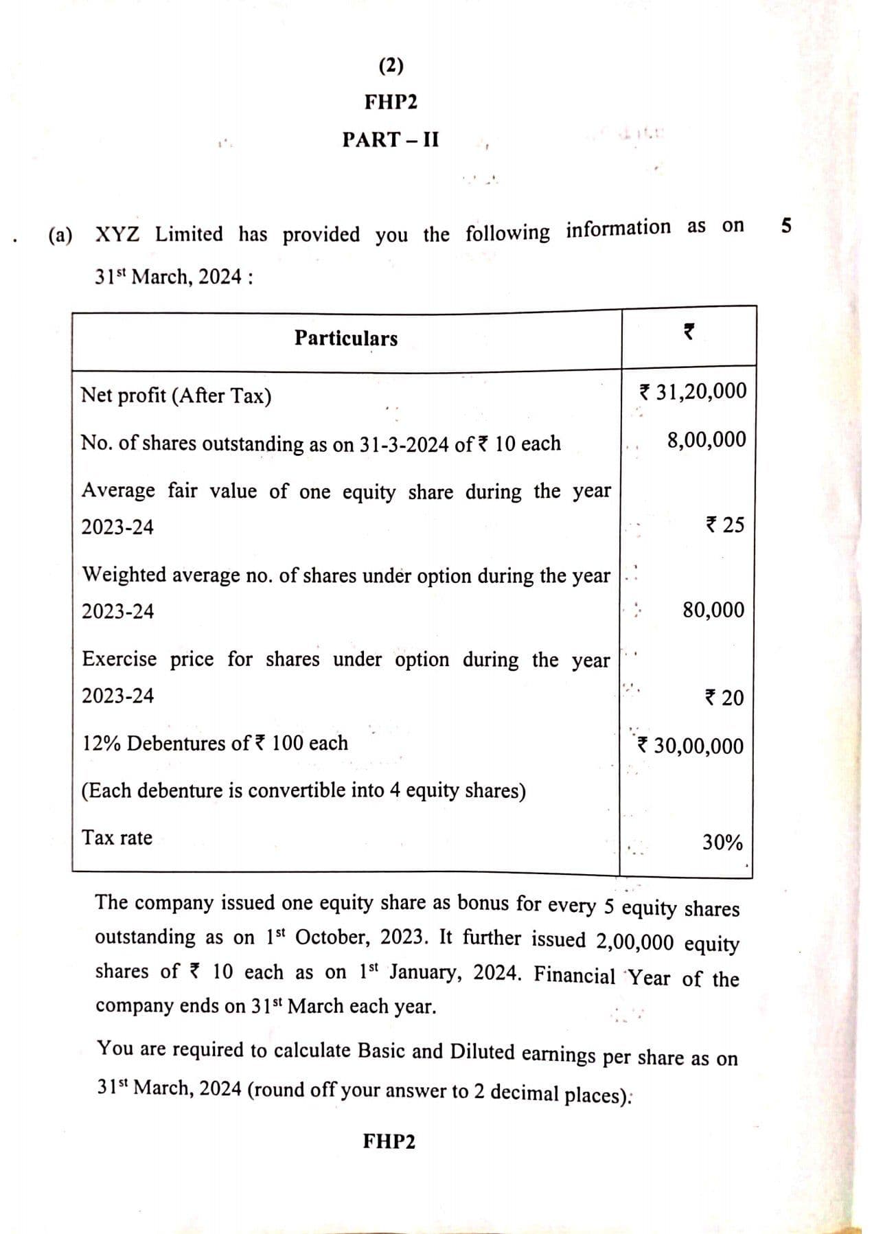First page of Part 2 Advanced Accounting Jan 2025 Question Paper
