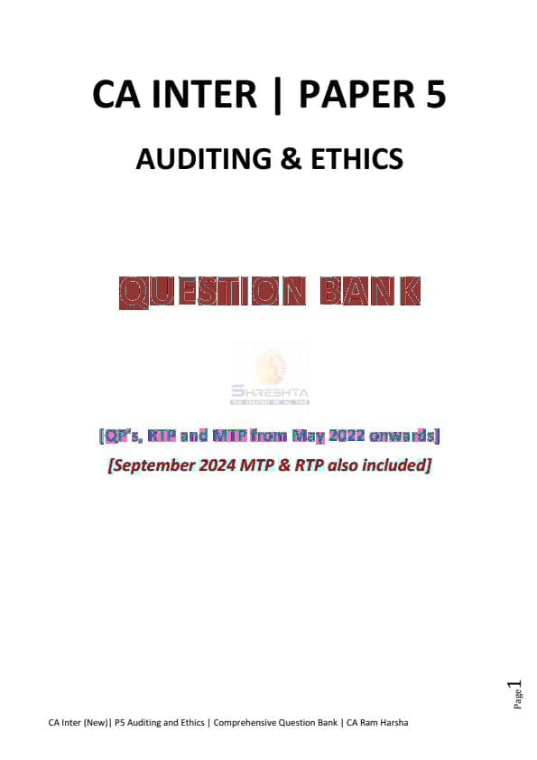 First page of Audit question bank
