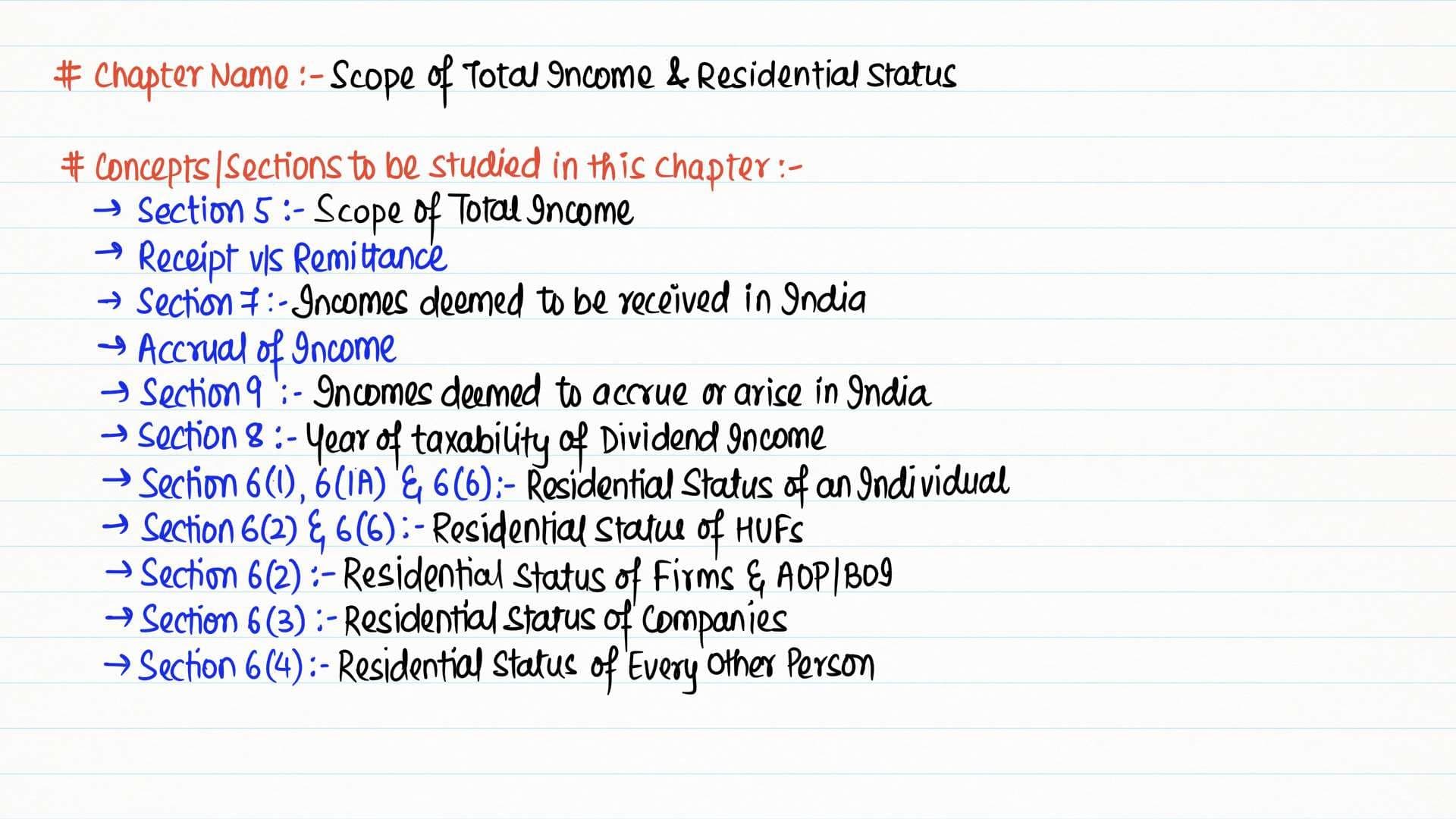 First page of Residence and Scope of Total Income Please Refer the Amendments, If any From May 2024