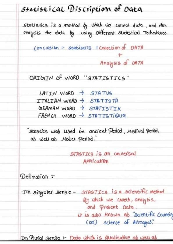 First page of Maths notes