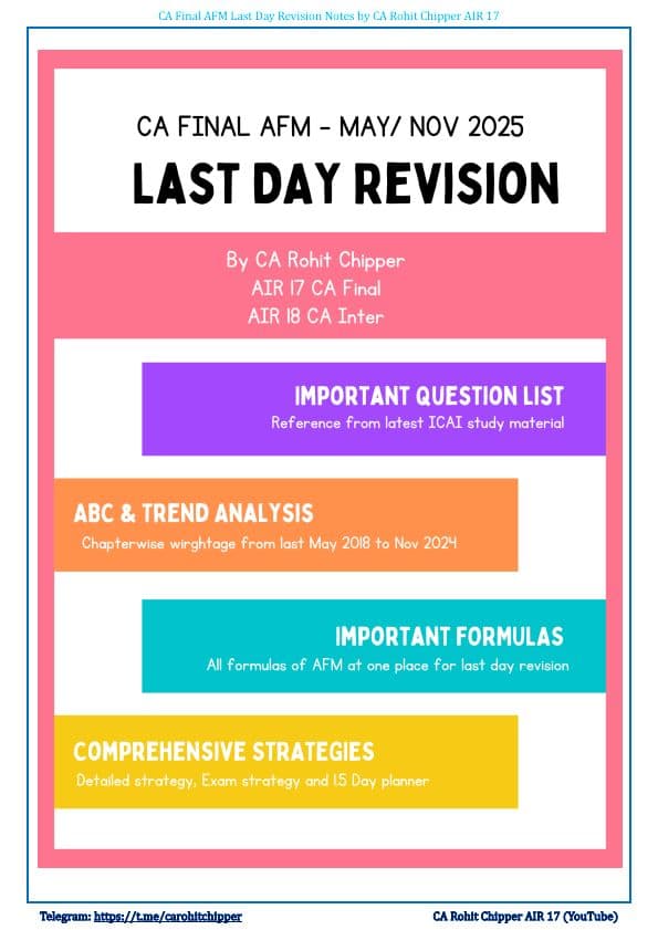 First page of Last Day Revision Notes For Quick Recall By CA Rohit Chhipper