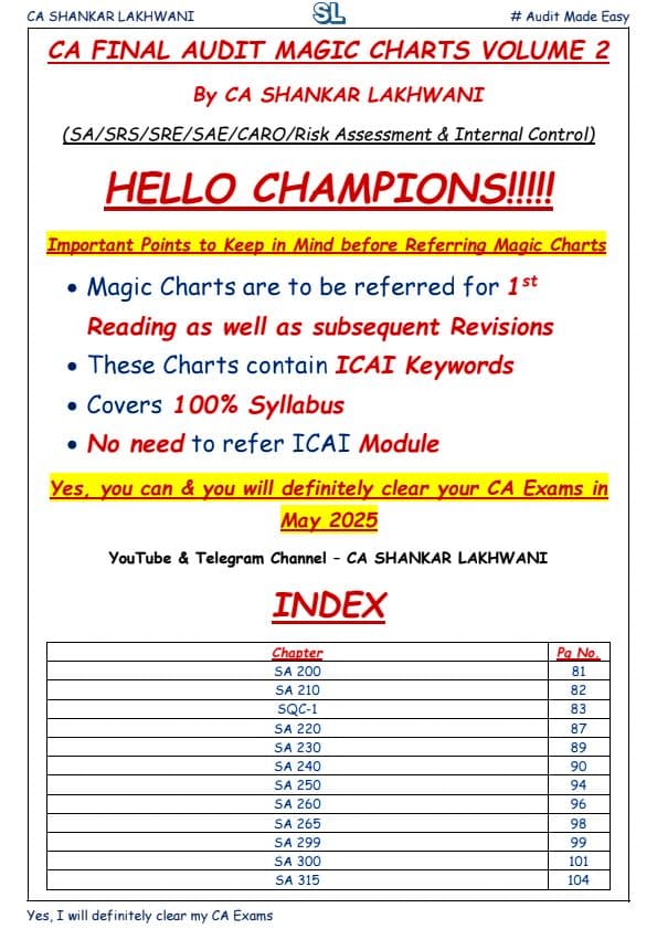 First page of Magic Charts Volume 2 By CA Shankar Lakhwani