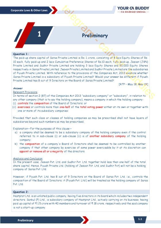 First page of Shubham singhal sir Law May 25 Question Bank