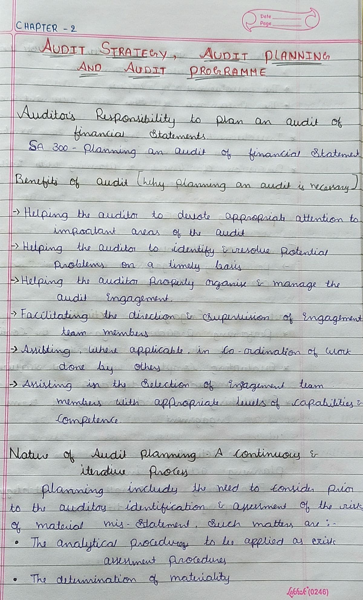 First page of Audit chapter 2 notes