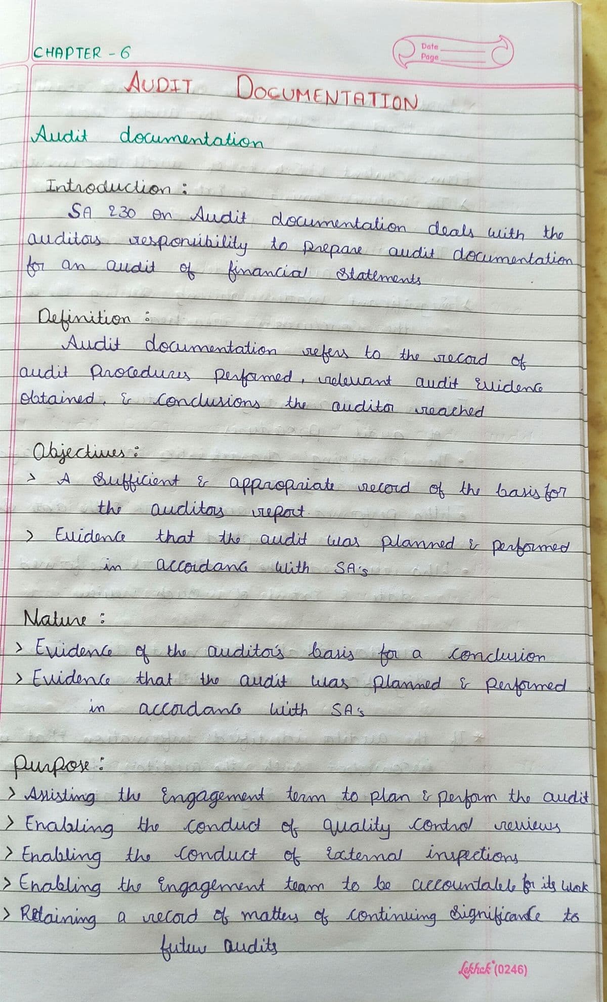 First page of Audit chapter 6 notes