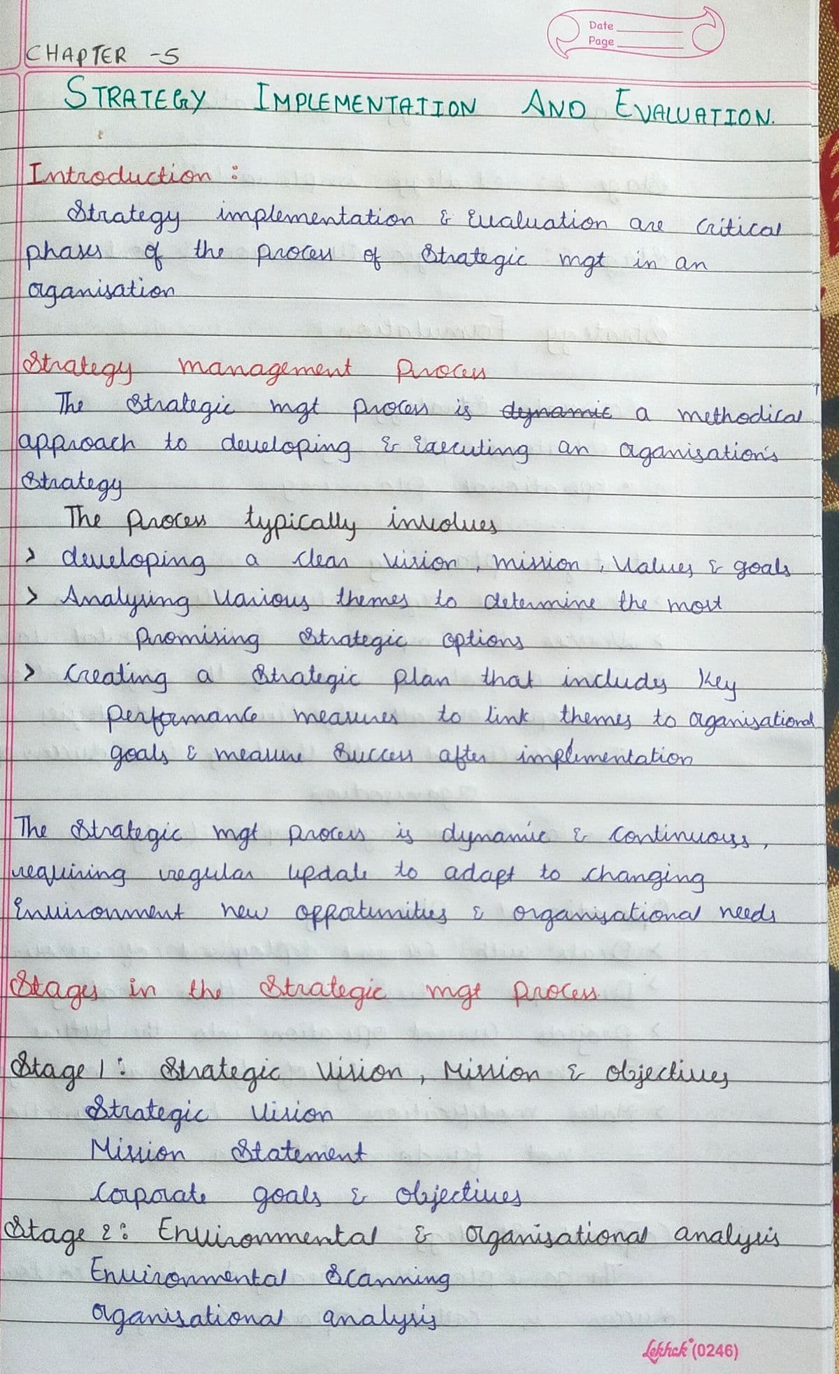 First page of SM chapter 5 notes