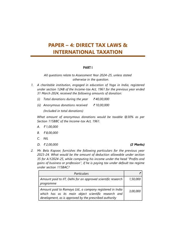 First page of Nov 24 Suggested Answers By ICAI