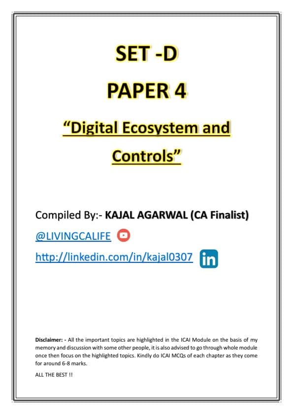 First page of Set D Important Topics and MCQs Compiler