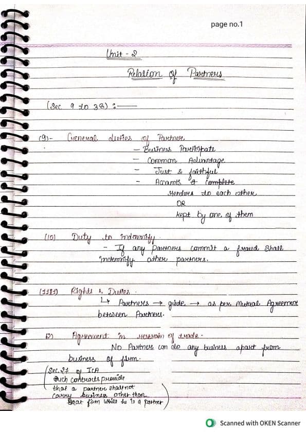 First page of UNIT-2 INDIAN PARTNERSHIP ACT,1932 SHORT NOTES FOR EXAMINATION (MAY 2025,SEP2025)
