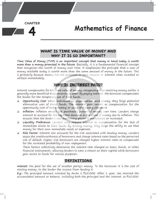 First page of Ca foundation Quantitative aptitude chapter 4 maths of finance