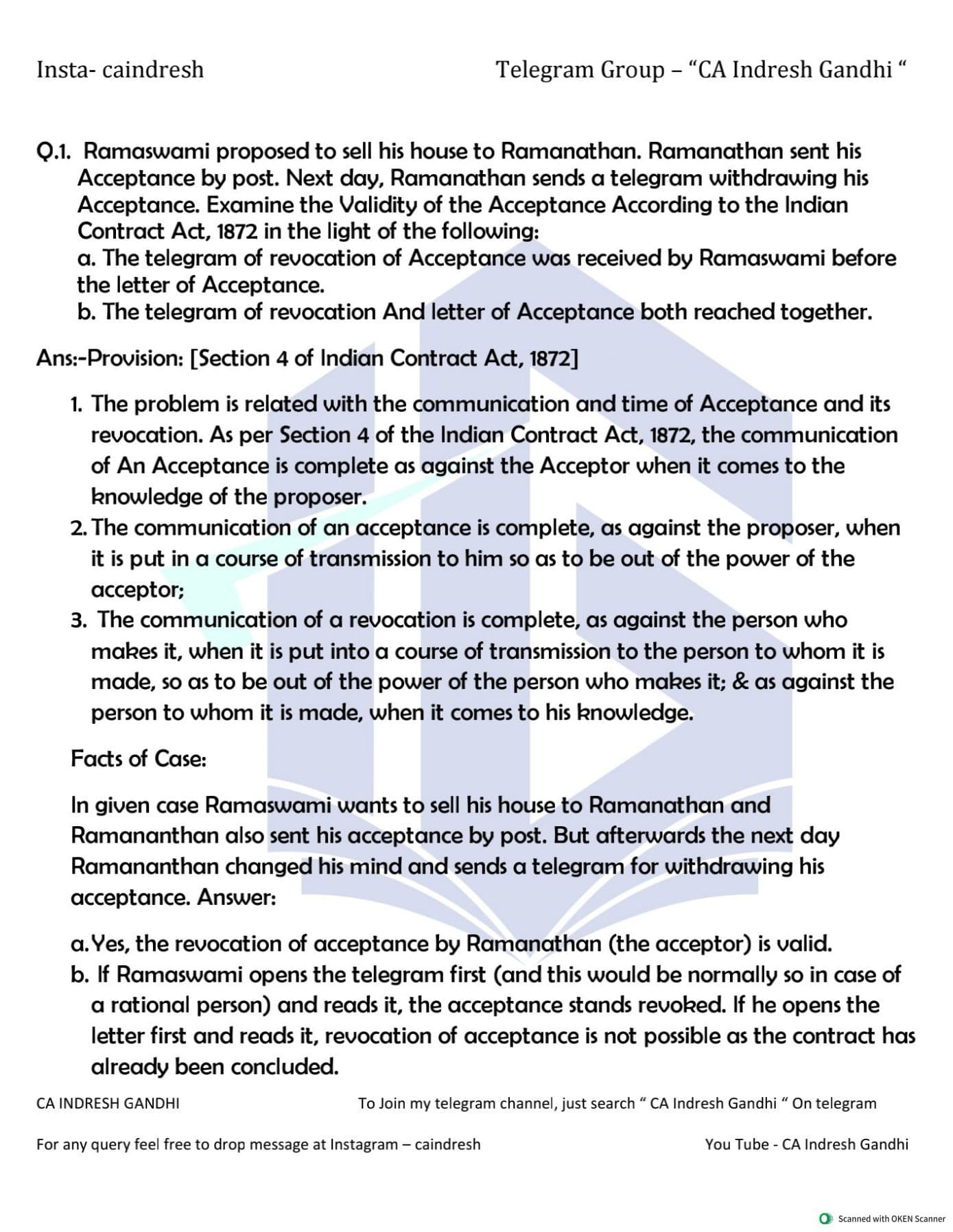 First page of Indian Contract Act,do only these questions Ig sir