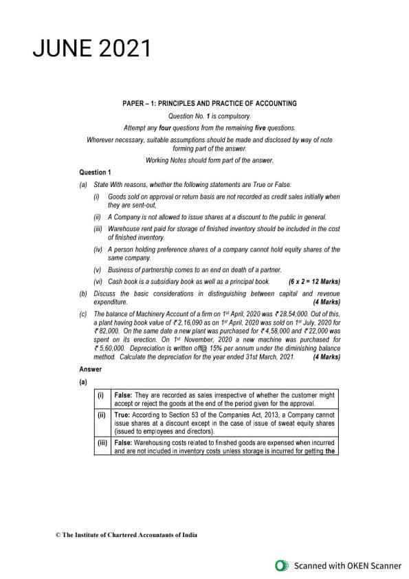 First page of Jun, dec 2021 accounts pyq solution