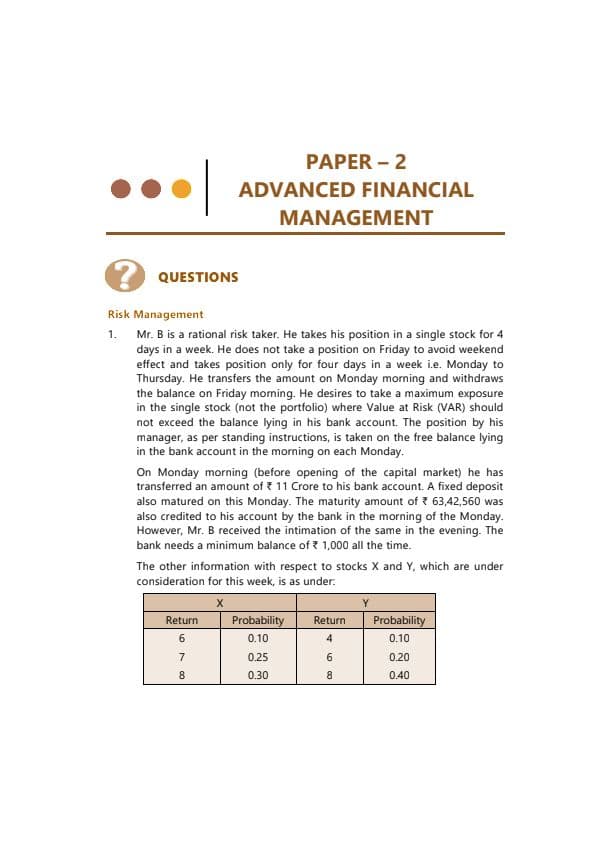 First page of Revision Test Paper For May 25 By ICAI
