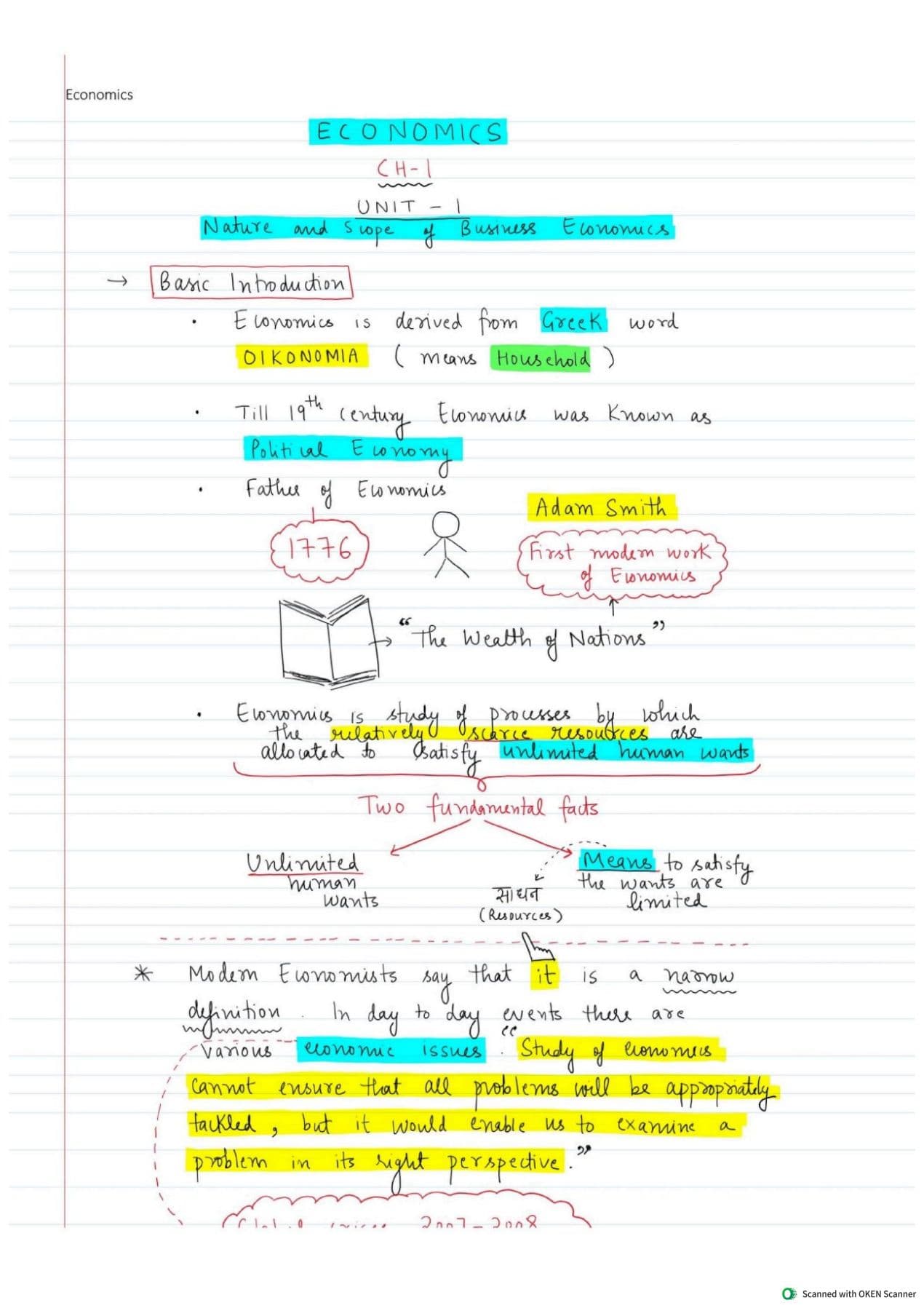 First page of Ca parag gupta full micro notes handwritten (ch-1 to 5)