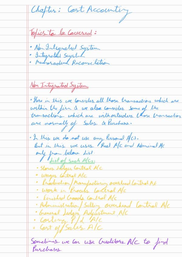 First page of COST ACCOUNTING NOTES FOR QUICK REVISION