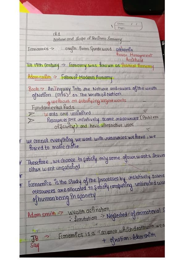 First page of Ch 1 ...economics detailed notes ... Cover all imp points