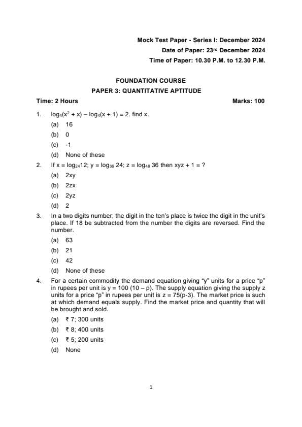 First page of Mtps of quantitative aptitude Answers will be posted tomorrow