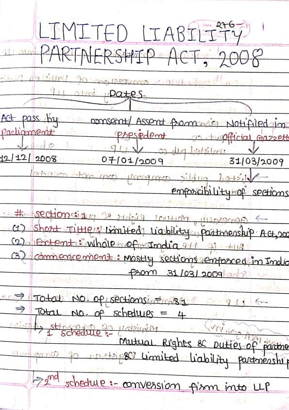 First page of Full Chapter in just 38 Pages LLP Ca inter Law May/Sep 25 Handwritten Notes