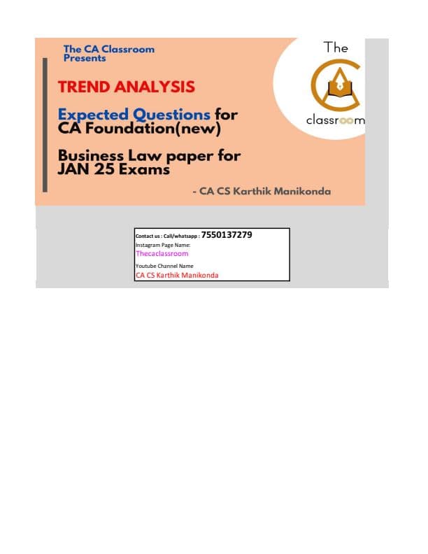 First page of Expected questions for CA foundation Business law