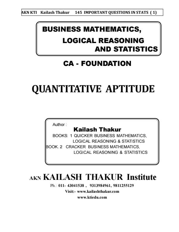 First page of Kailash thakur QA 150 important pyq with solution
