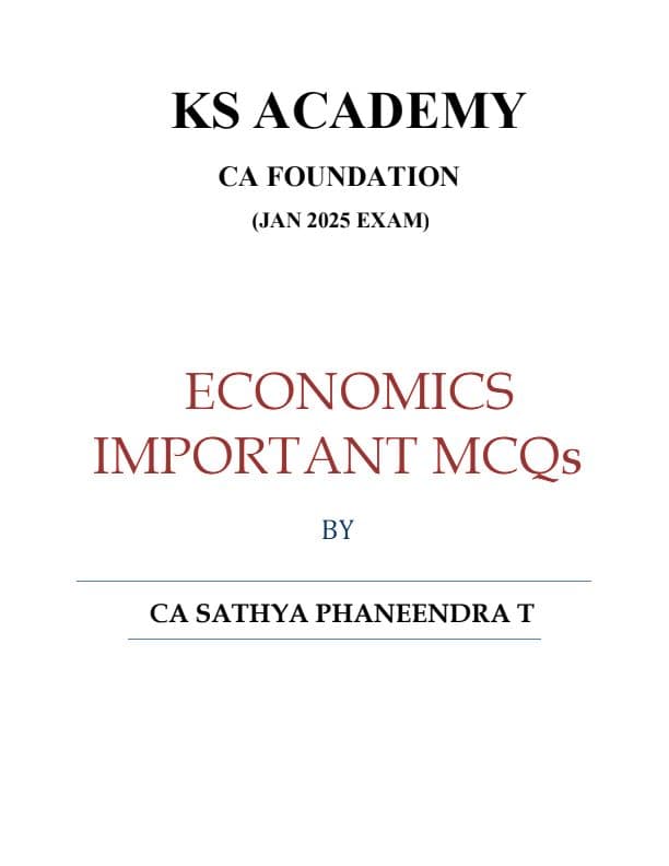 First page of Ca foundation business economics imp mcqs read before exams