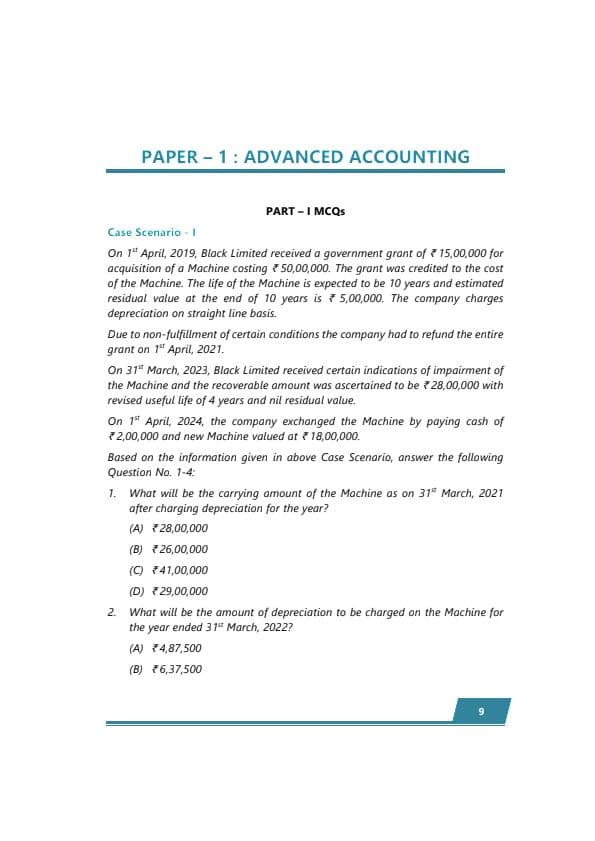 First page of Suggested Answer of Adv Accounts for Jan'25