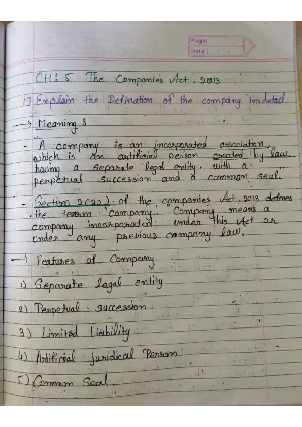 First page of The Companies Act, 2013