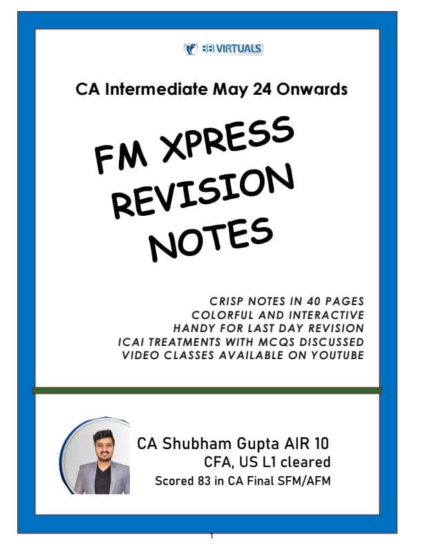 First page of FM Revision Notes CA Shubham Gupta
