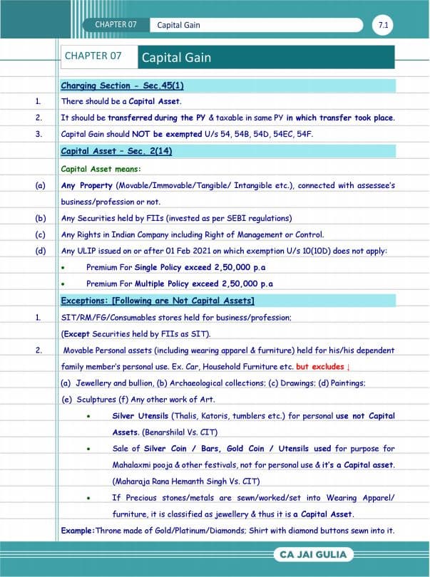 First page of capital gain